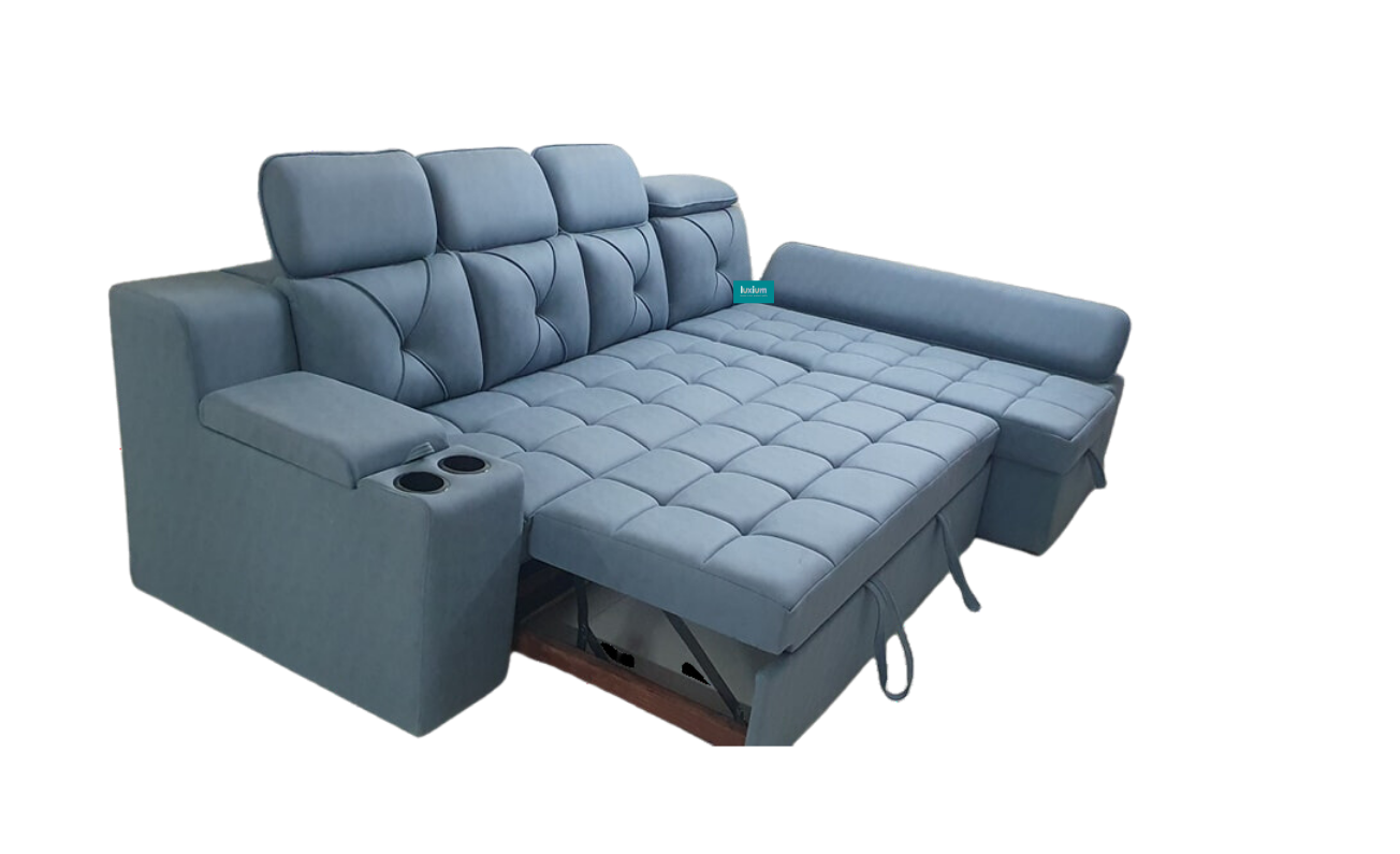 DARK GREY PULL OUT SOFA CUMBED WITH STORAGE LOUNGER LSC001