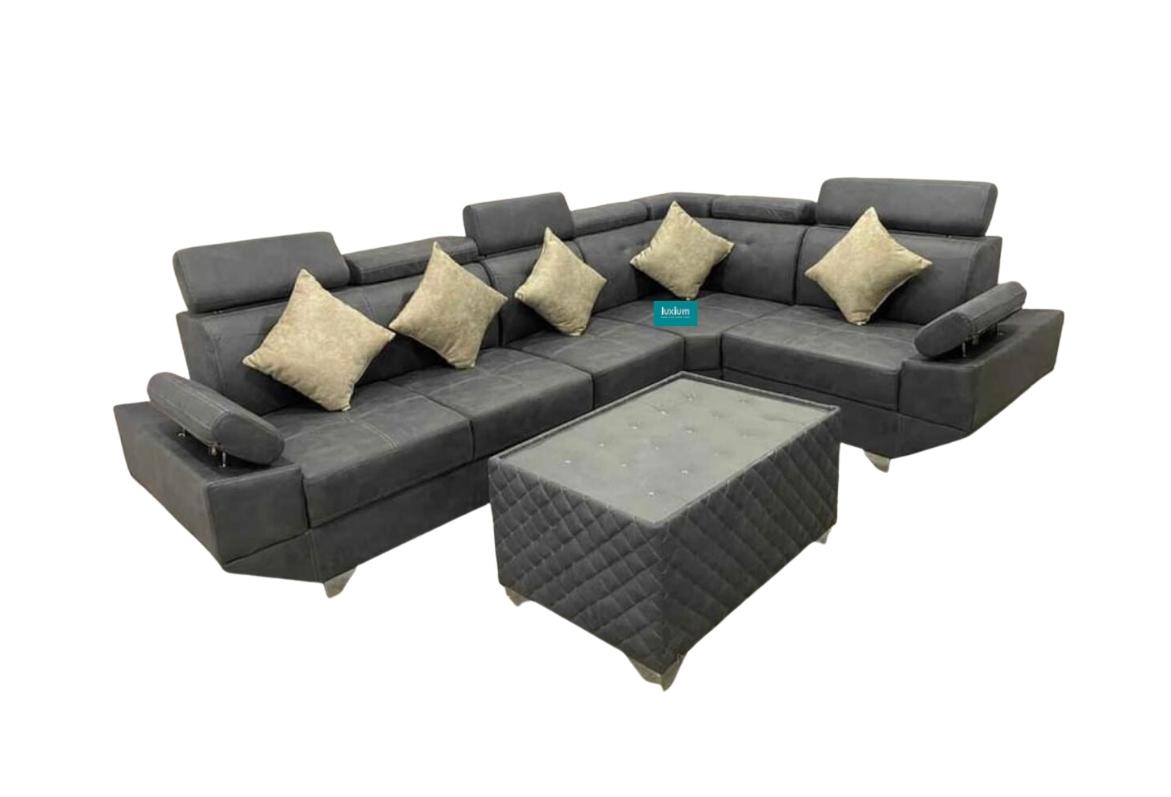 L Shape corner sofa in slate grey color -LCS014