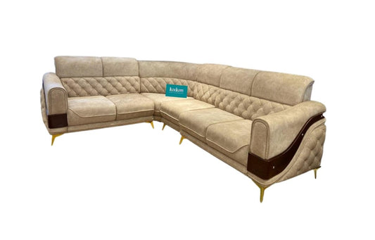 Dark cream L  shape corner sofa