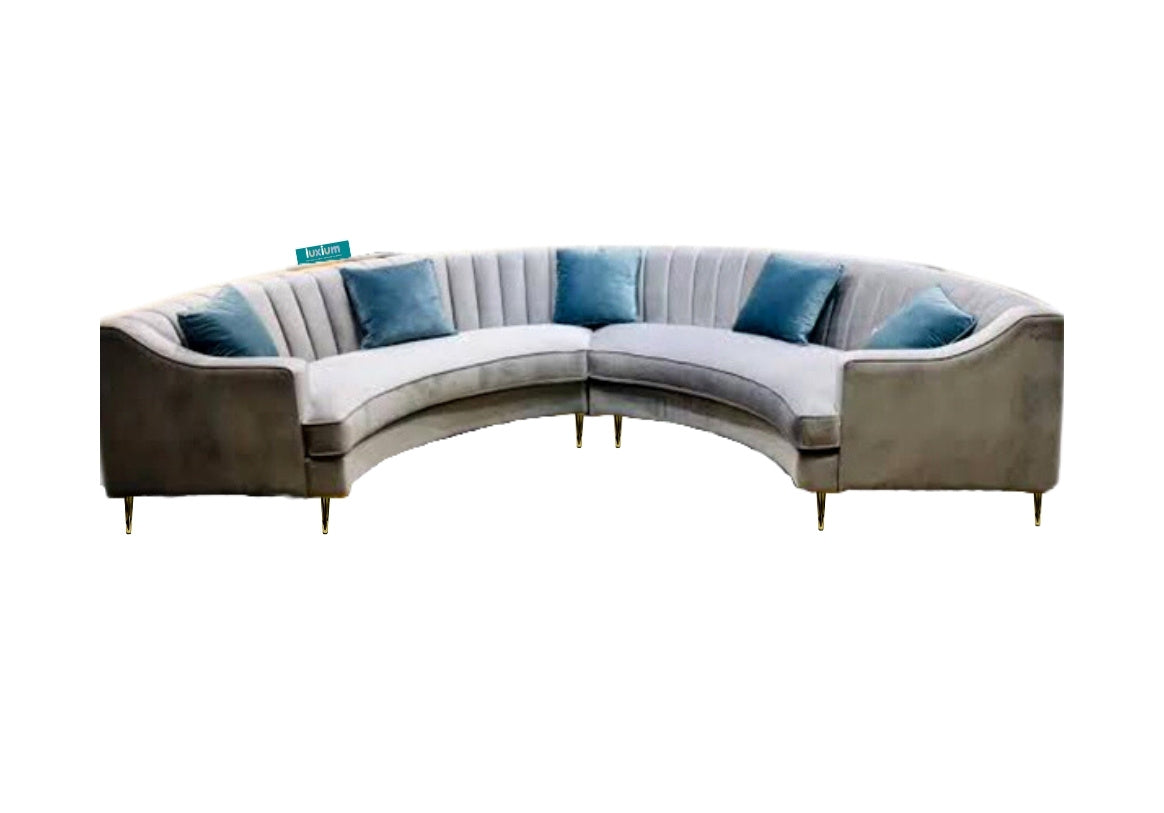 Round Fabric Sofa Six Seater in light Grey Color - LCS022