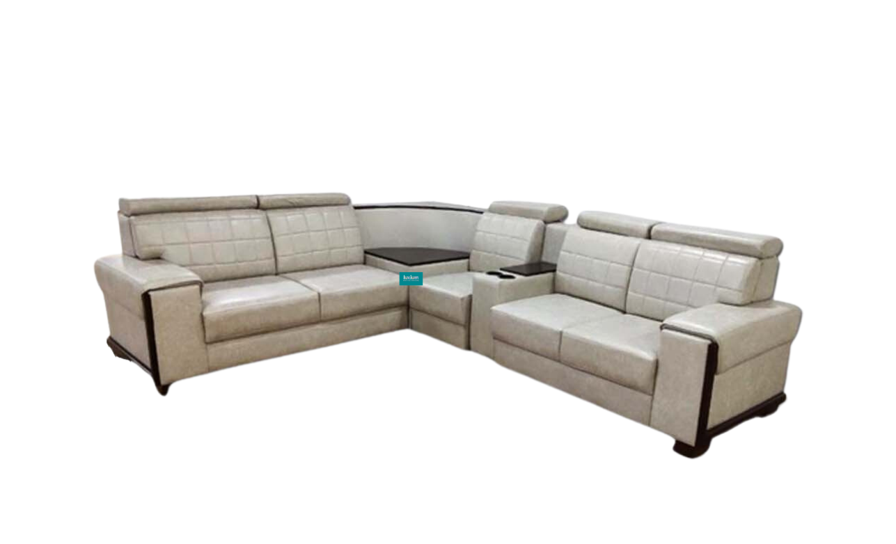 Off white L shape corner leatherette sofa LCS041