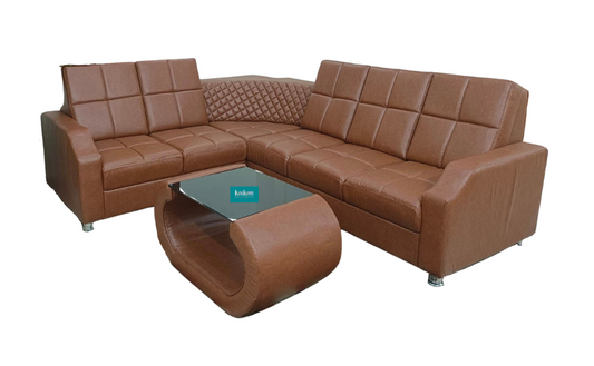 L Shape corner leatherette sofa in Tan color - LCS042