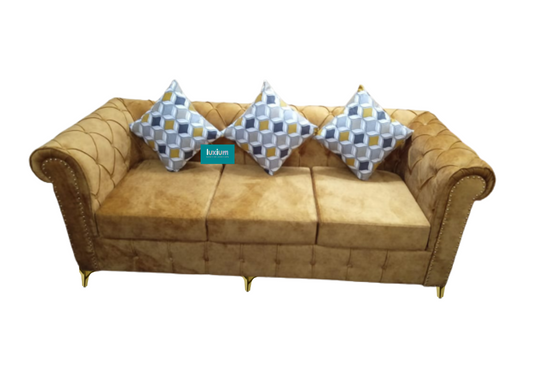 yellow upholstery fabric chesterfield model sofa three seater