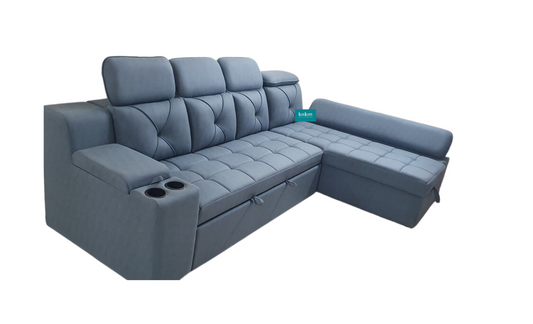 DARK GREY PULL OUT SOFA CUMBED WITH STORAGE LOUNGER LSC001