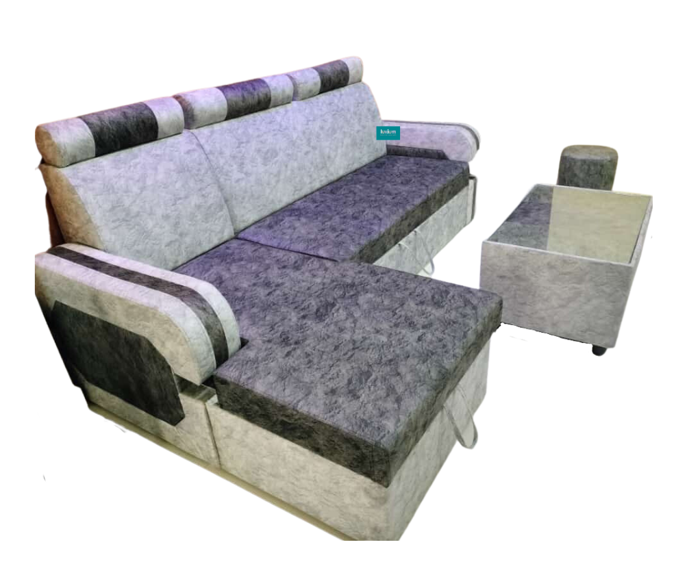 L shape fabric sofa cumbed with lounger LCS005