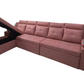 Pink color Pull out Sofa cumbed and lounger storage