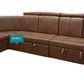 TAN Color leatherette pull out sofa cumbed 6 Seater + Corner