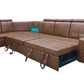 TAN Color leatherette pull out sofa cumbed 6 Seater + Corner