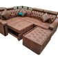 Leatherette L shape pull out sofa cumbed in Dark brown