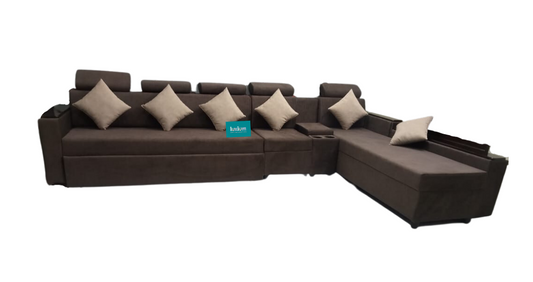 Chestnut brown color pull out sofa cumbed