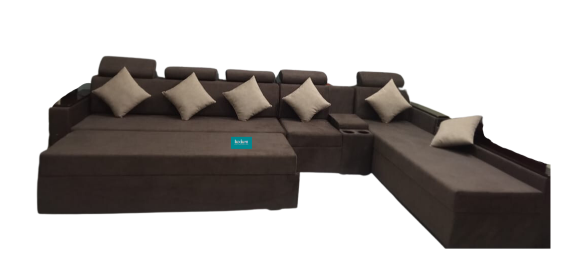 Chestnut brown color pull out sofa cumbed