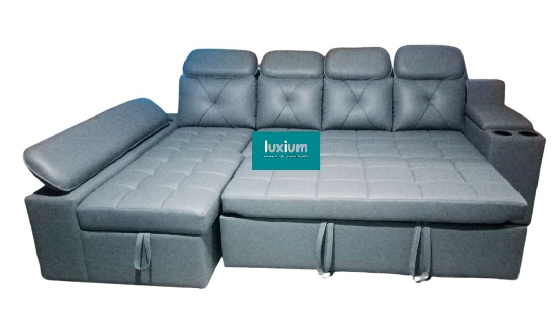 DARK GREY PULL OUT SOFA CUMBED WITH STORAGE LOUNGER LSC018