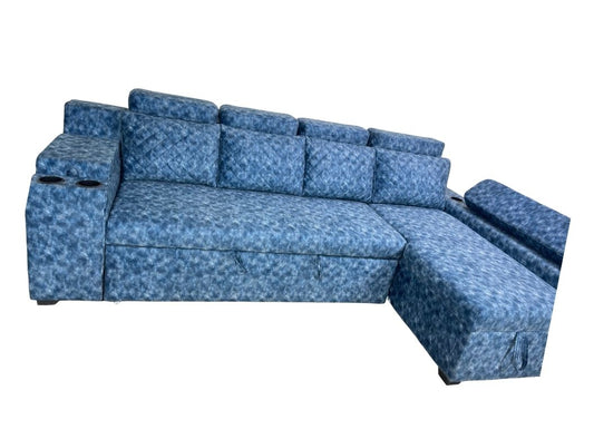 NAVY BLUE PULL OUT SOFA CUMBED WITH STORAGE LOUNGER LSC018