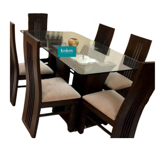 Four/ Six seater Dining table with glass