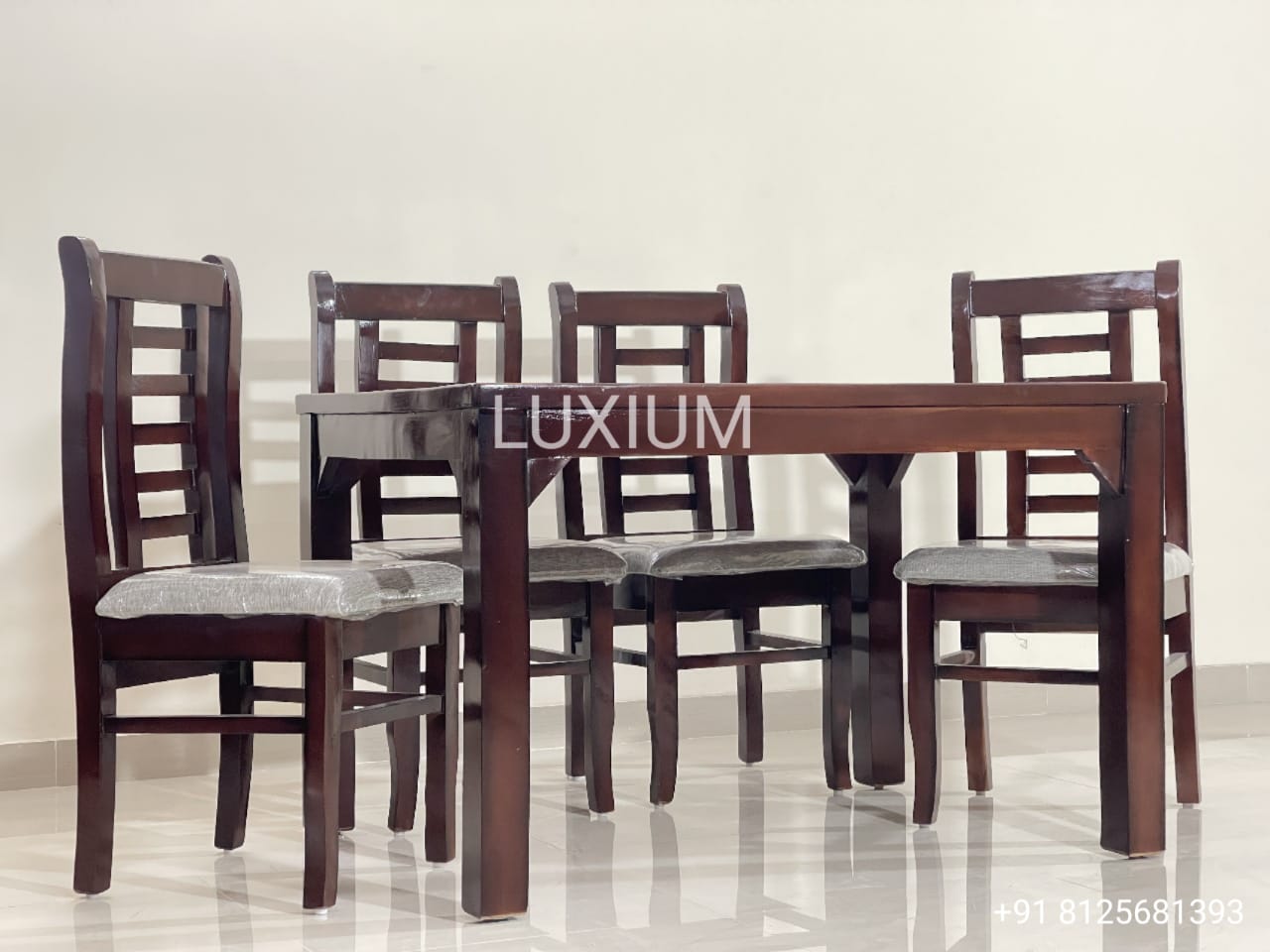 4 Seater Dining Set in Dark Brown color