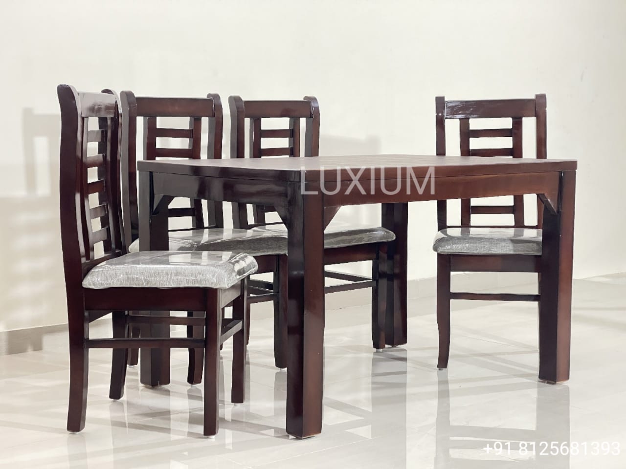 4 Seater Dining Set in Dark Brown color