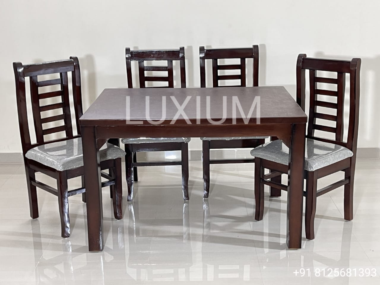 4 Seater Dining Set in Dark Brown color