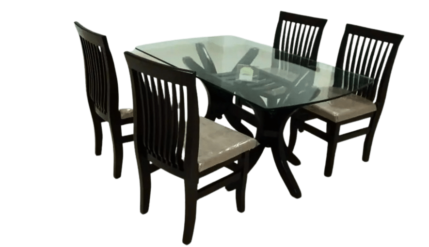 4 Seater Dining Set with Glass