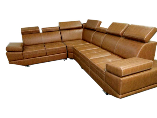 Leatherette Ship Model Corner sofa Tan color - LCS012