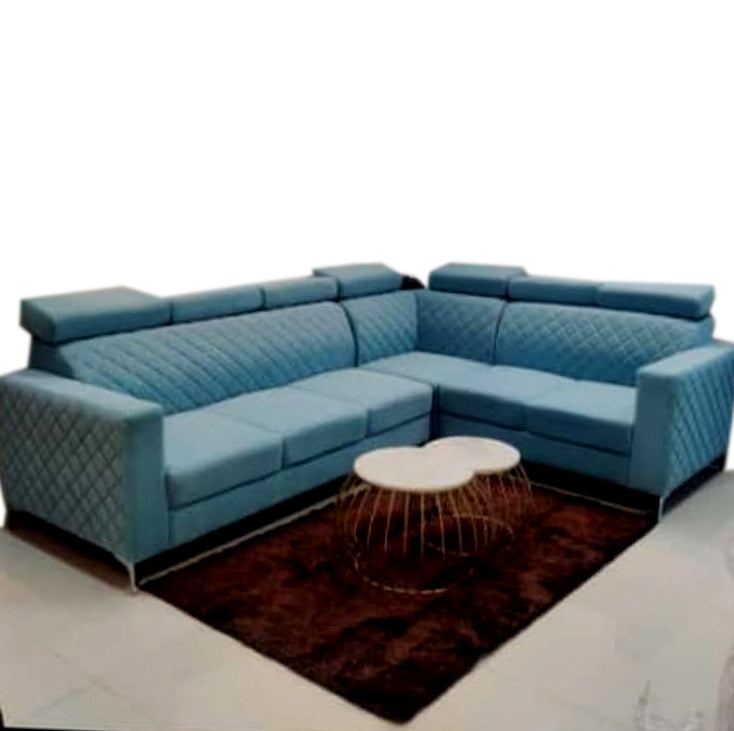 Sky blue color fabric Corner Sofa