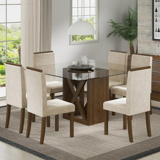 6 Seater Dining table set with Glass